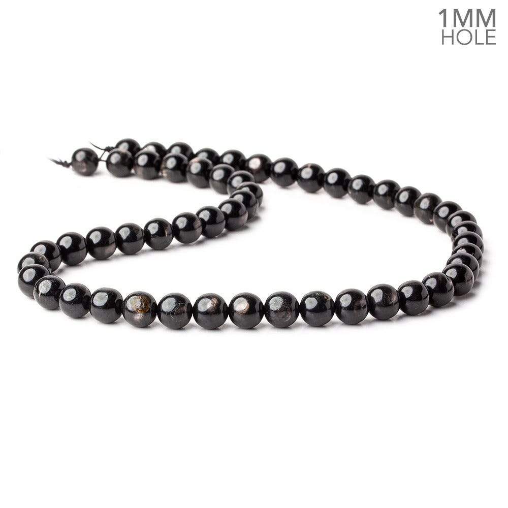 8mm Hypersthene plain round large hole beads 15.5 inch 52 beads A