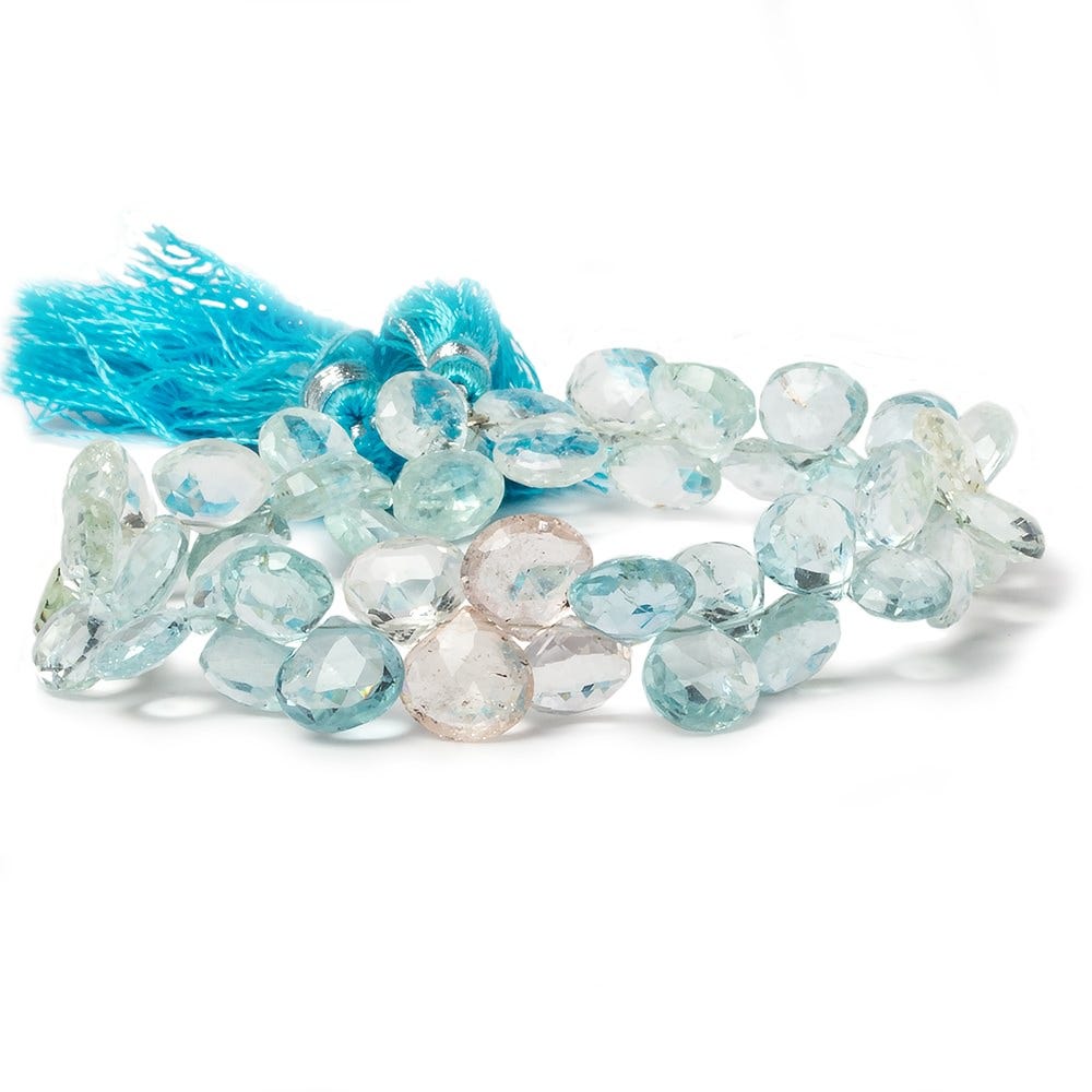 8mm Multi Beryl Faceted Heart Beads 8 inch 50 pieces