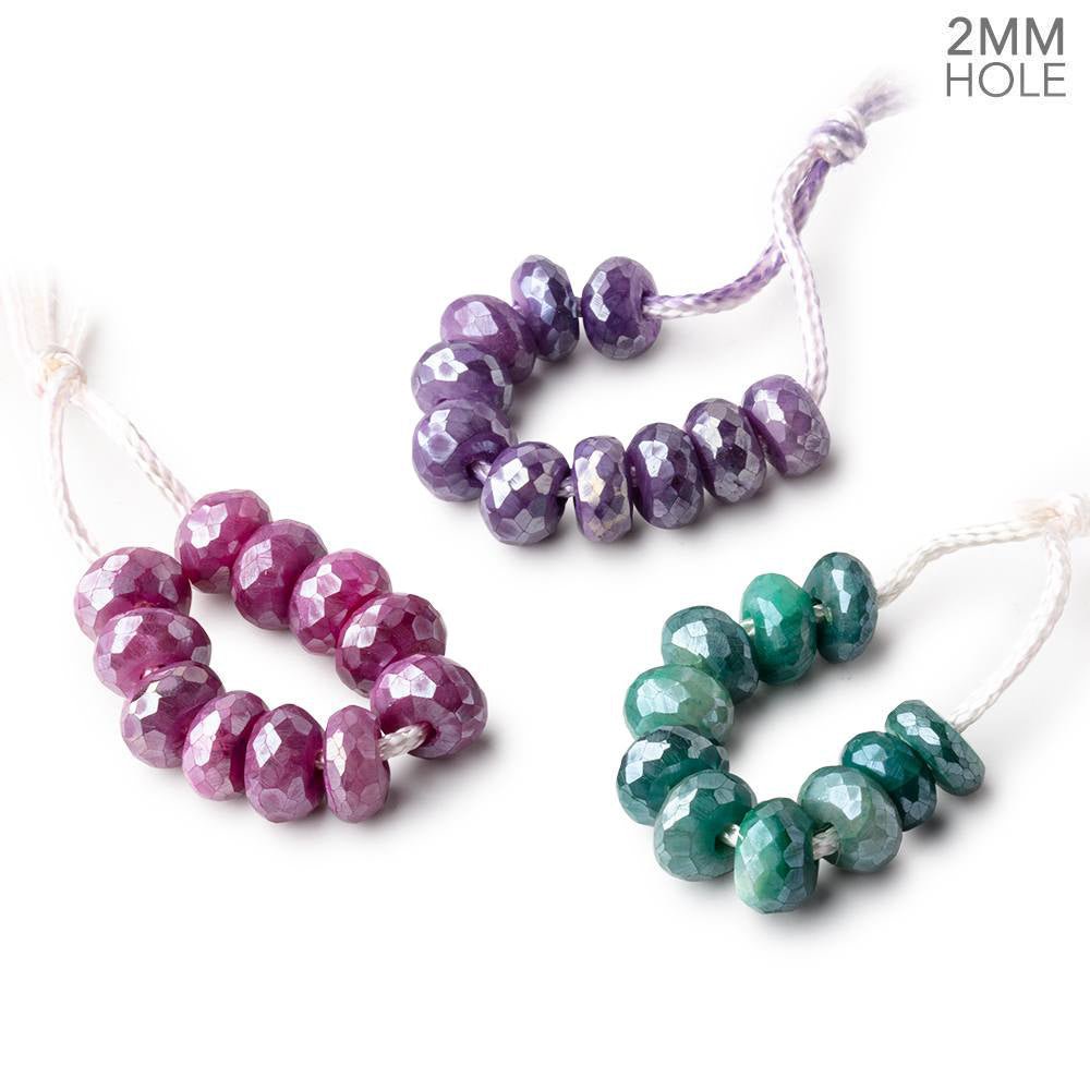 8mm Mystic Moonstone 2mm Large Hole Faceted Rondelle Beads Set 3 Strands