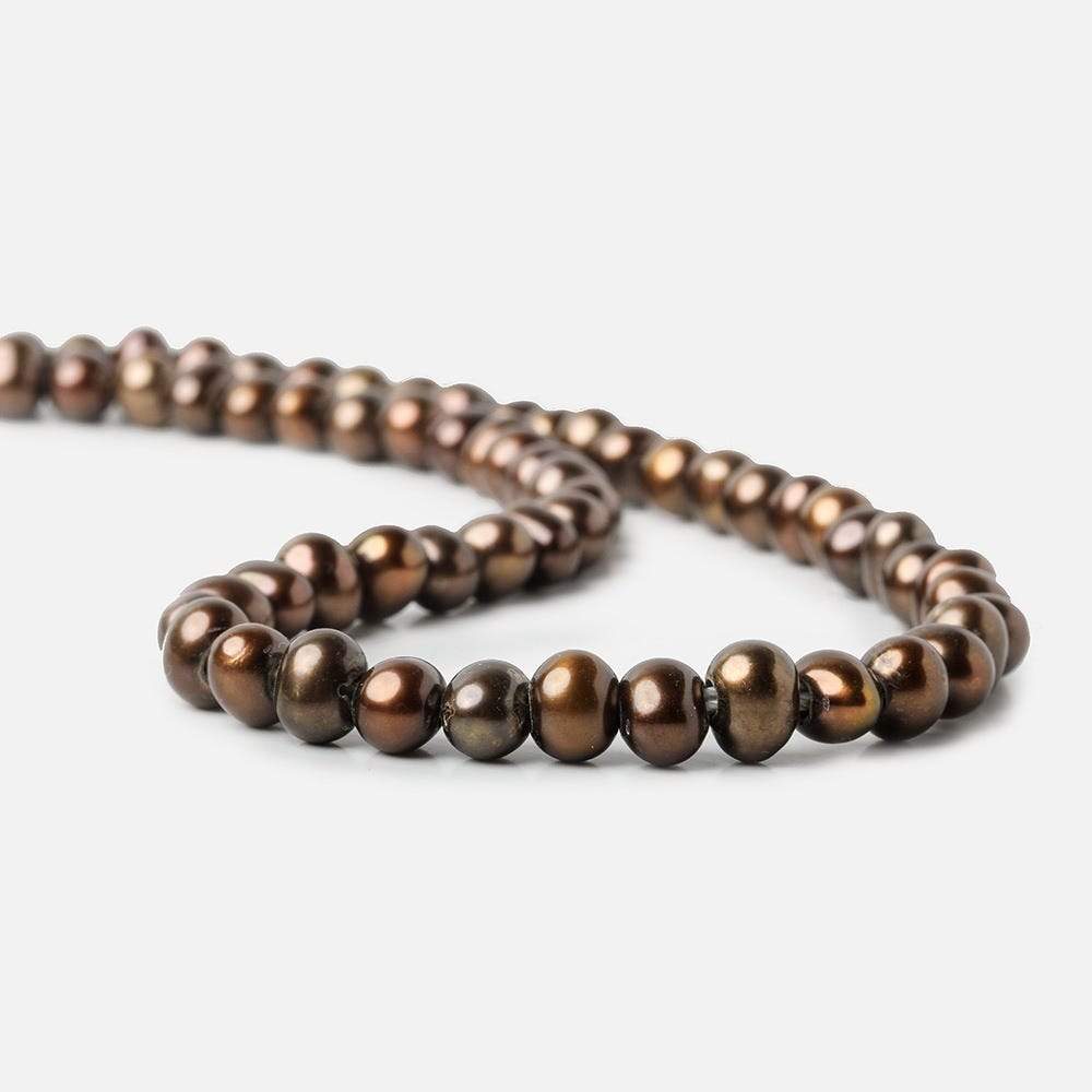 8mm Pecan Brown Large Hole Off Round Pearl 2.5mm drill hole, 15 inch, 64 pieces