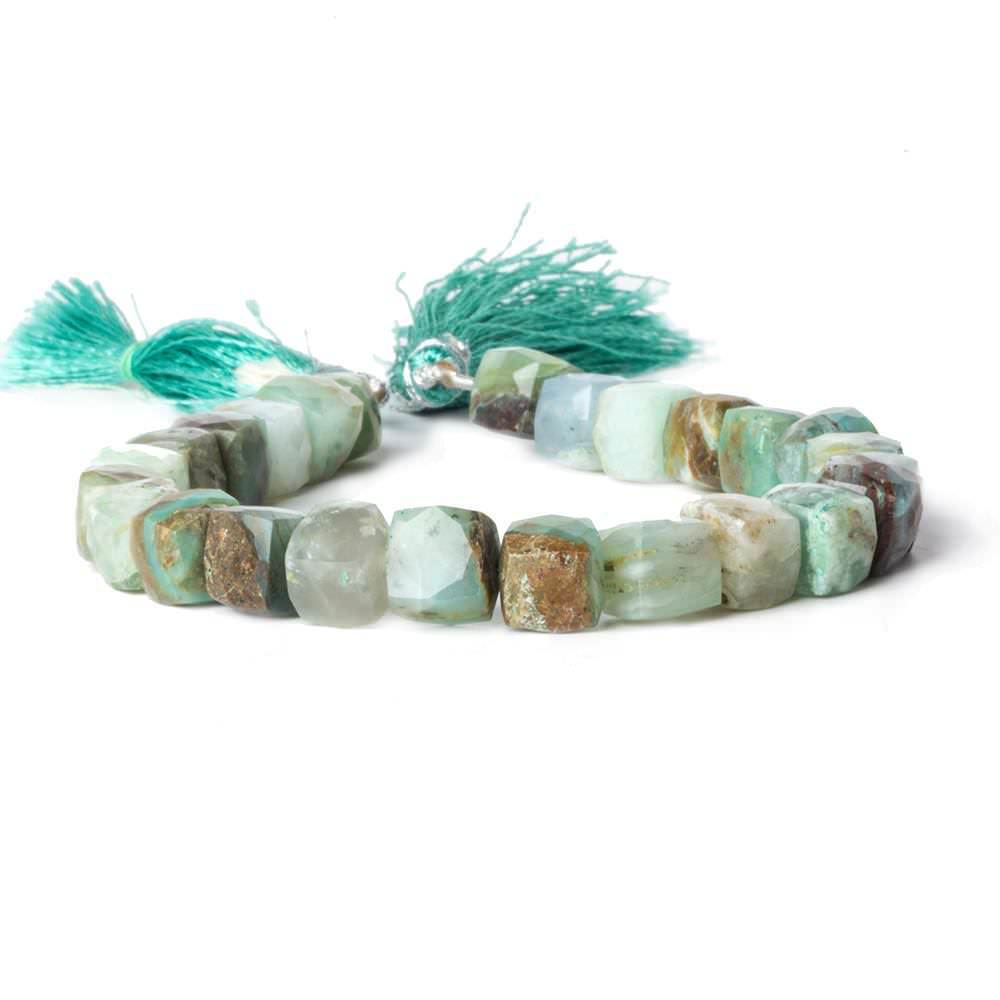 8mm Peruvian Blue Opal faceted cube beads 8 inch 25 pieces