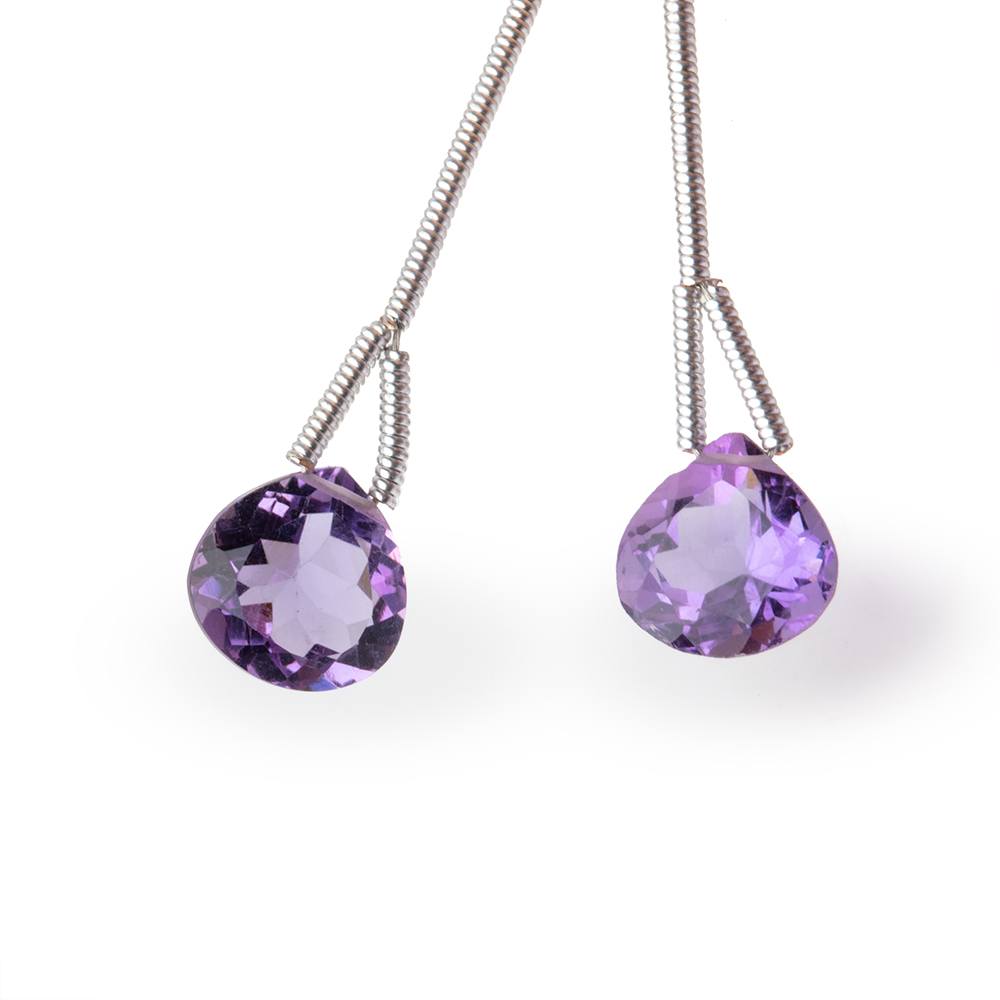 8mm Pink Amethyst Pavilion Faceted Heart Set of 2 Focals AAA