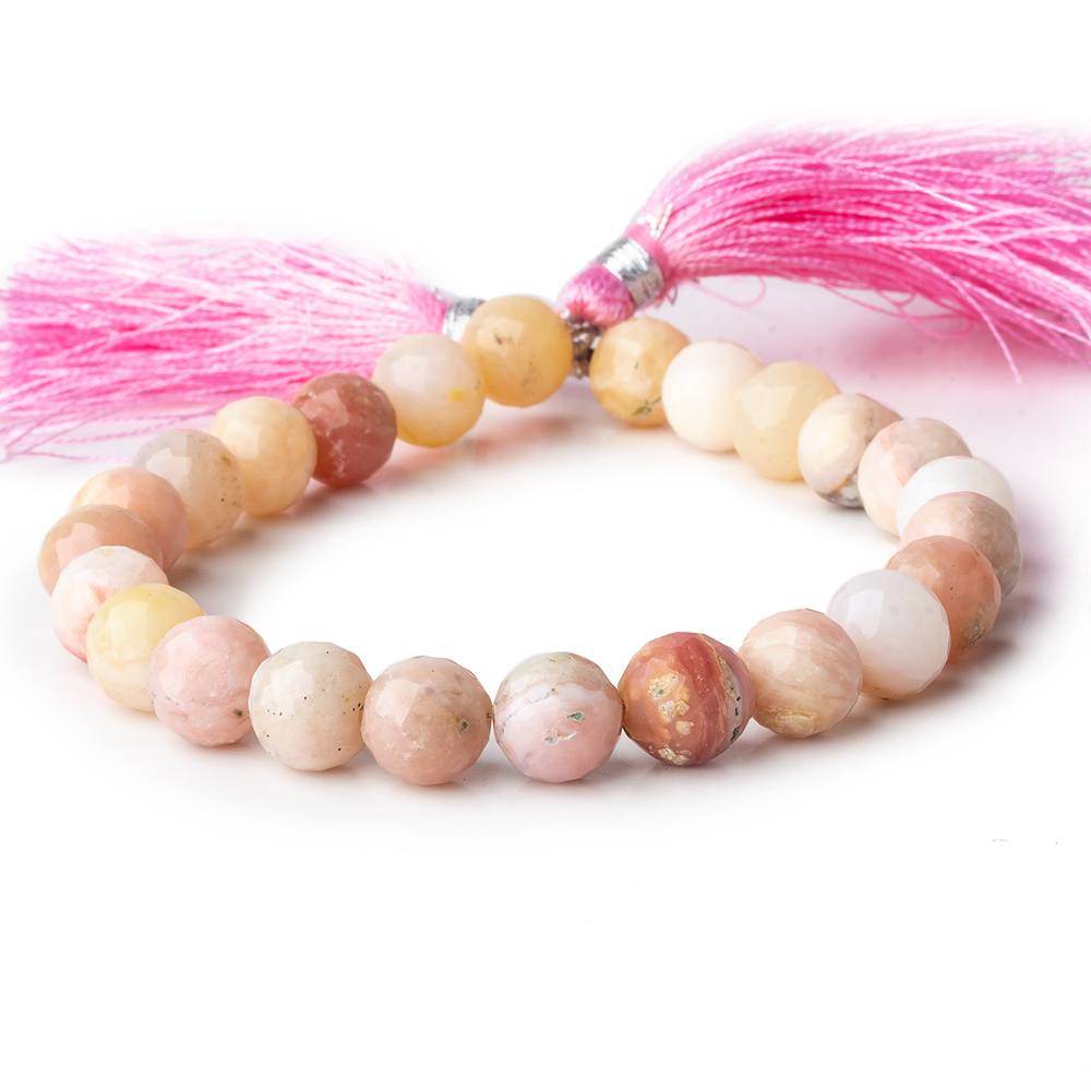 8mm Pink Peruvian Opal Faceted Round Beads 8.25 inch 23 pieces