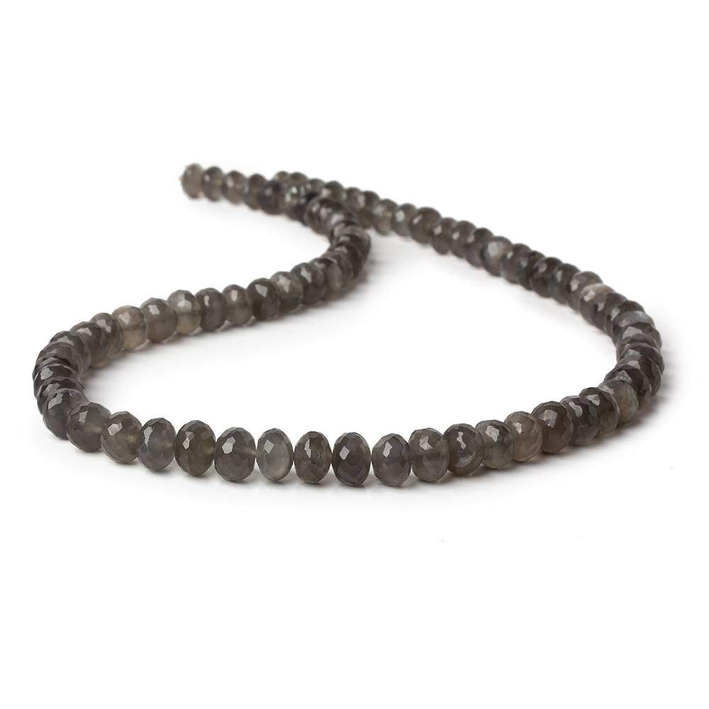 8mm Platinum Grey Moonstone Faceted Rondelles 16 inch 74 Beads AA