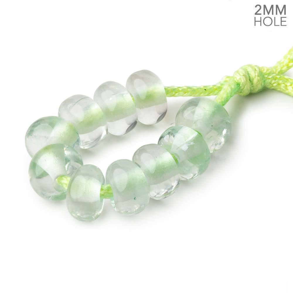 8mm Prasiolite 2mm Large Hole Plain Rondelle Set of 10