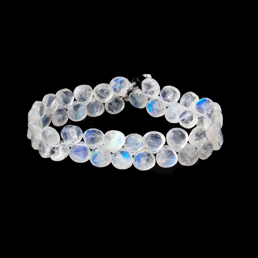 8mm Rainbow Moonstone Faceted Heart Beads 7 inch 44 pieces AA