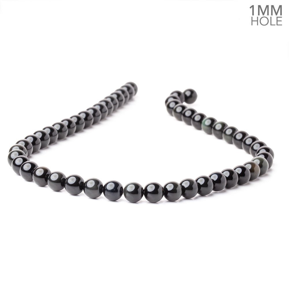 8mm Rainbow Obsidian Plain Round 15.5 inch 50 Beads 1mm Hole