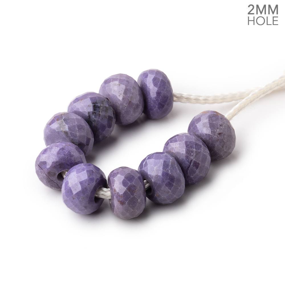 8mm Rich Turkish Purple Jade 2mm Large Hole Faceted Rondelles Set of 10 Beads