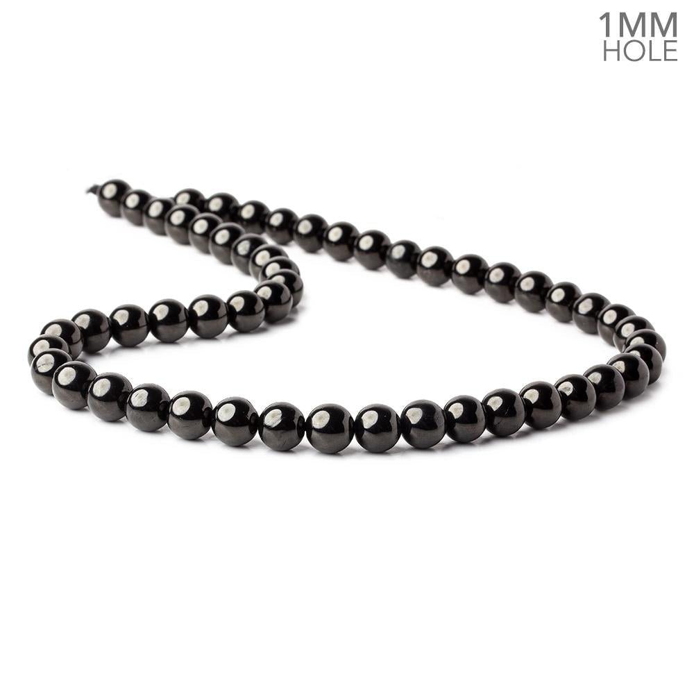 8mm Shungite plain round beads 15 inch 51 pieces 1mm hole A