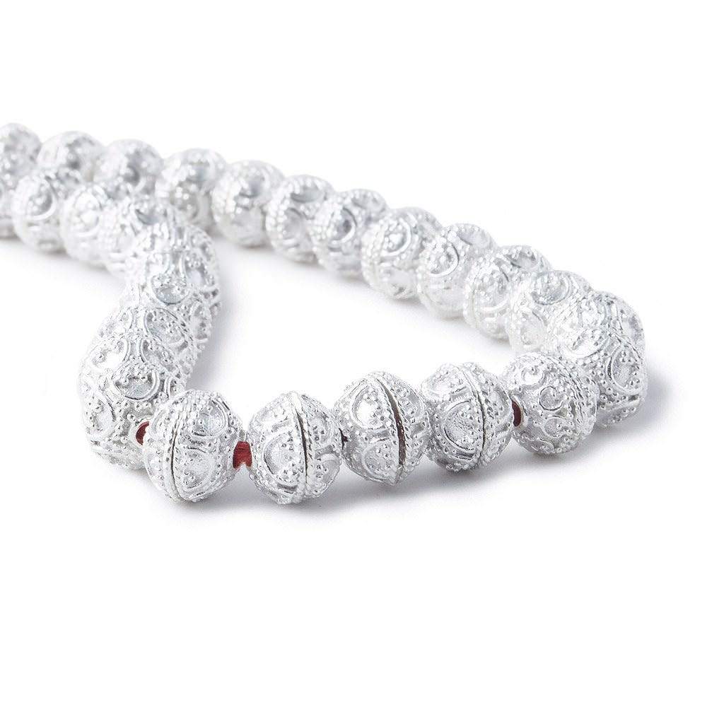 8mm Silver Plated Copper Bead Cap Persian Design 8 inch 58 pieces