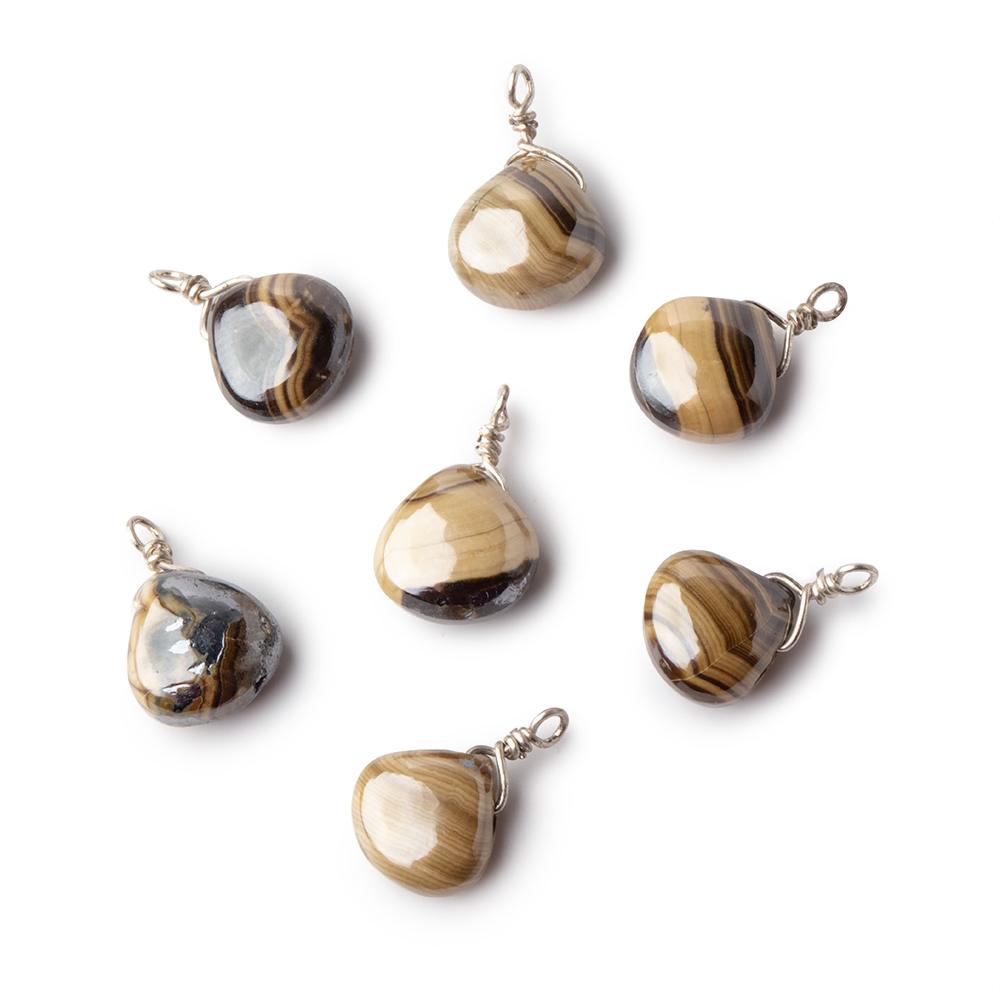 8mm Silver Wire Wrapped Schalenblende Plain Heart 1 Focal Pendant