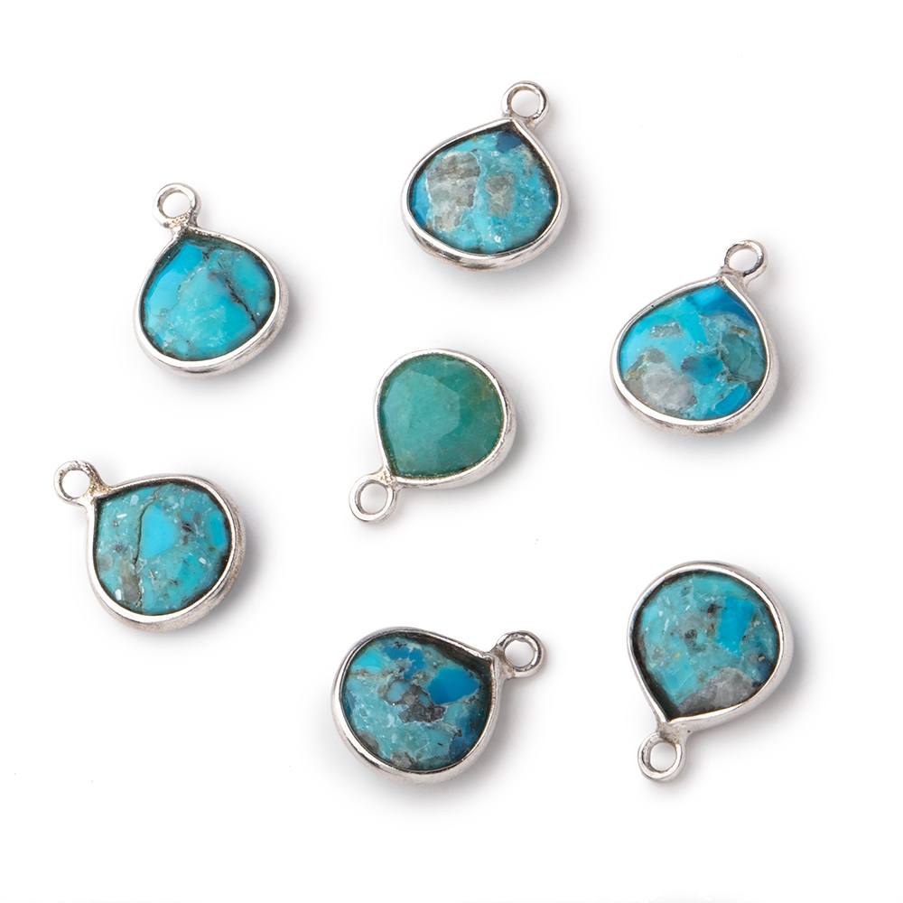 8mm Sterling Silver Bezel Turquoise Faceted Heart Pendant 1 Focal piece