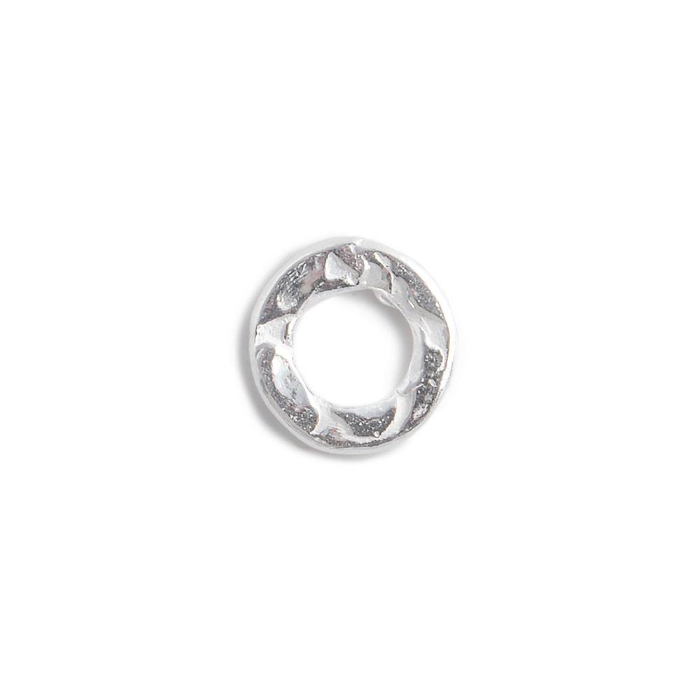 8mm Sterling Silver Hammered Jump Ring Connector 4mm ID Set of 10 pieces