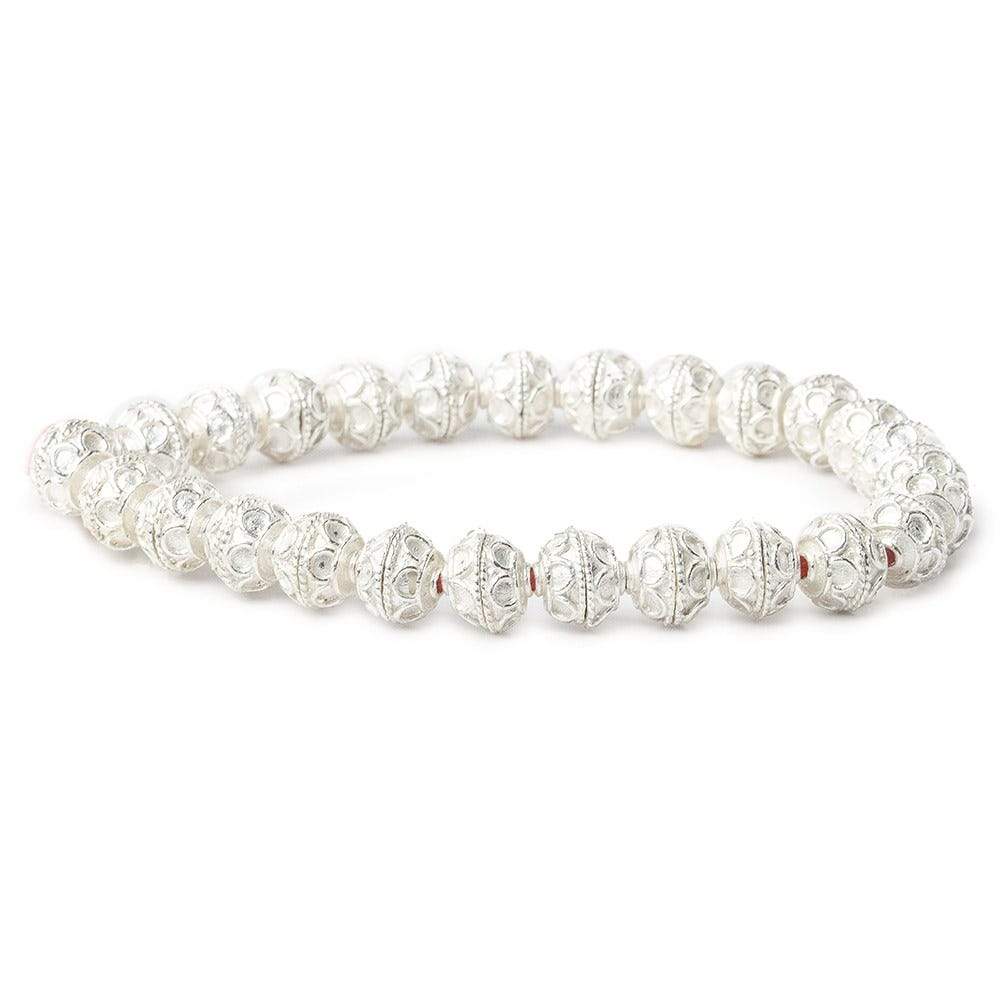 8mm Sterling Silver plated Copper Bead Cap Simple Arch 8 inch 54 beads