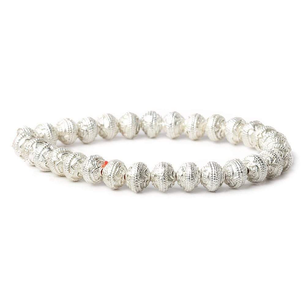 8mm Sterling Silver Plated Copper Bead Roval Triple Leaf Tip 8 inch 30 pcs