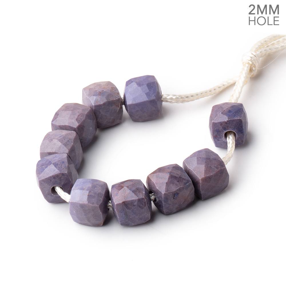 8mm Turkish Purple Jade 2mm Large Hole Faceted Cube Beads Set of 10 pieces