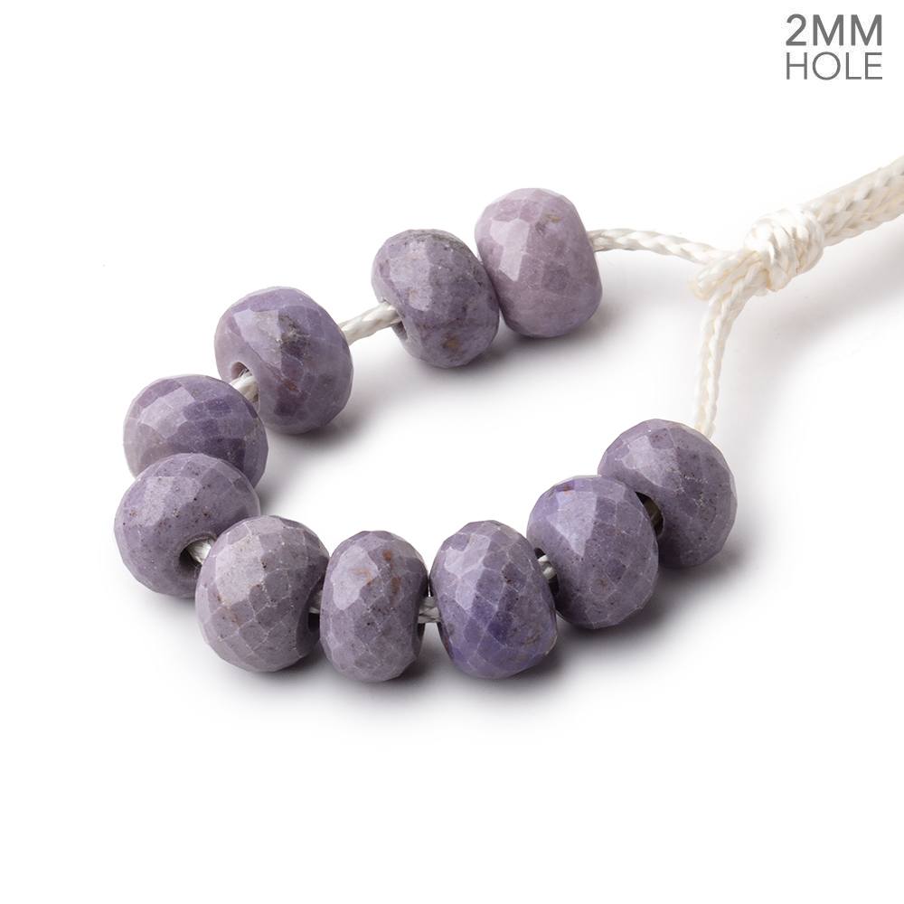 8mm Turkish Purple Jade 2mm Large Hole Faceted Rondelles Set of 10 Beads