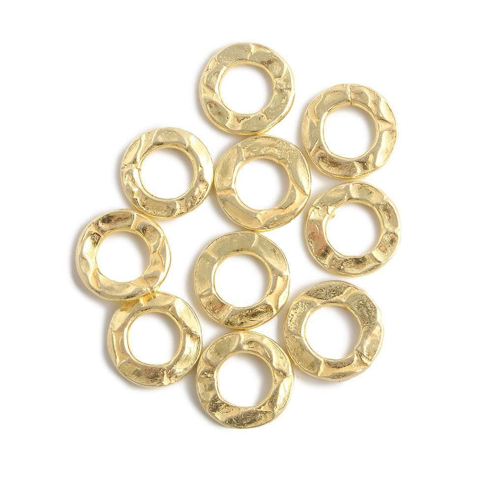 8mm Vermeil Hammered Jump Ring Connector 4mm ID Set of 10 pieces