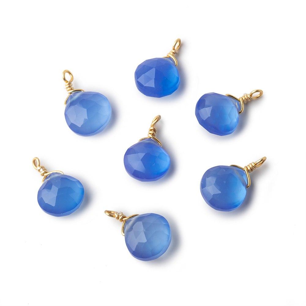 8mm Vermeil Wire Wrapped Santorini Chalcedony Faceted Heart 1 Focal Pendant