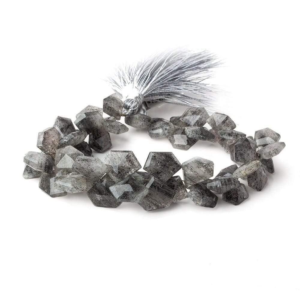 8x10-11x13mm Black Moss Quartz Faceted Pentagonals 8 inch 53 beads