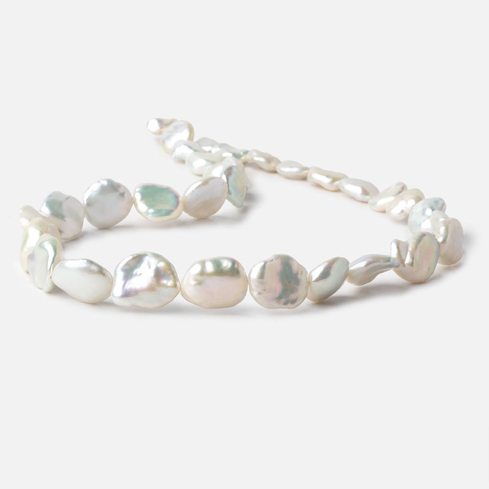 8x10-12x14mm Rose' White Keshi straight drilled Freshwater Pearls 16 inch 32 pieces AAA