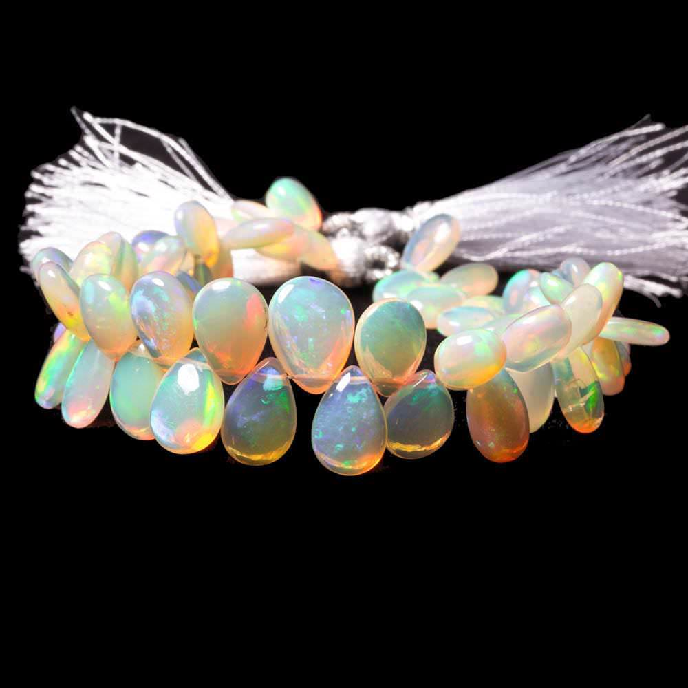 8x5.5-12x8.5mm Ethiopian Golden Opal plain pear beads 8 inch 57 pieces