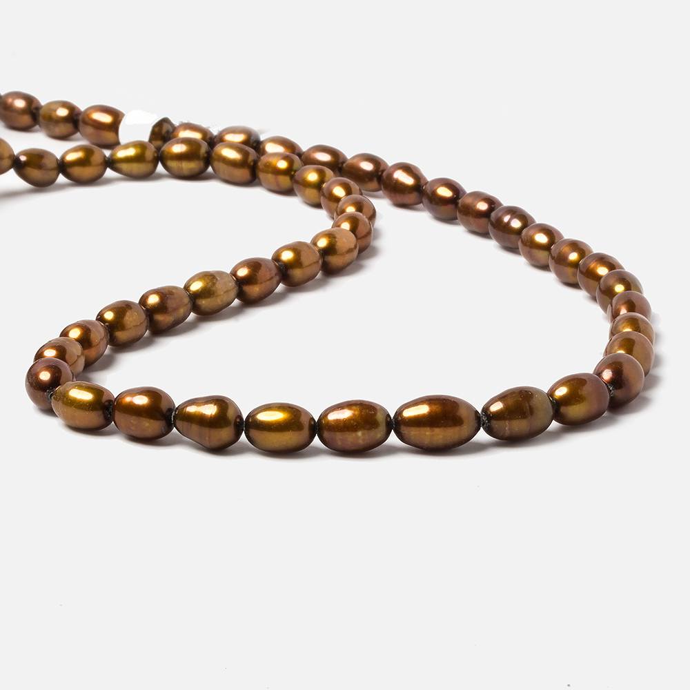 8x5mm Chocolate Brown straight drilled oval pearls 16 inch 55 pieces