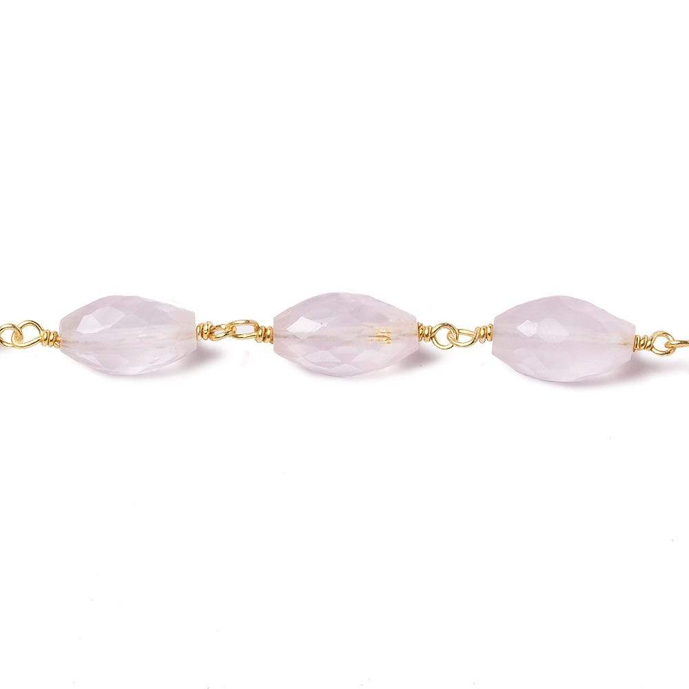 8x5mm Rose Quartz Faceted Navette Vermeil Chain by the foot 20 pieces