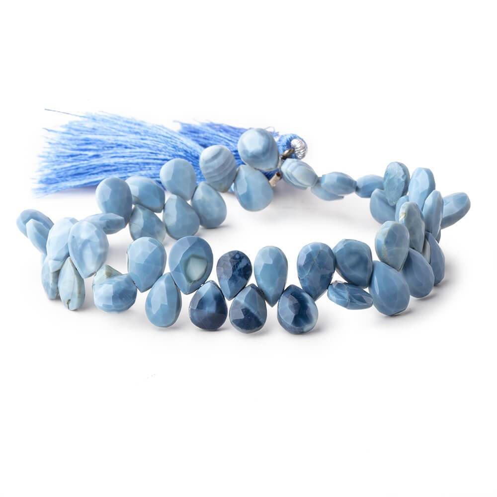8x6-10x7mm Owyhee Natural Denim Blue Opal faceted pear beads 8 inch 51 pieces