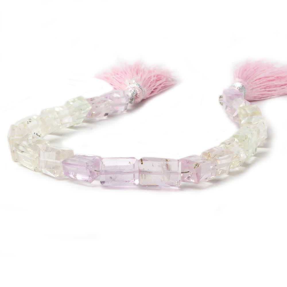 8x6-11x7mm Hiddenite & Kunzite faceted rectangle nuggets 8 inch 21 beads