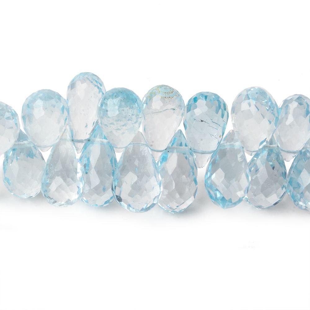 8x6-12x6mm Sky Blue Topaz Faceted Tear Drops 8 inch 69 beads AAA
