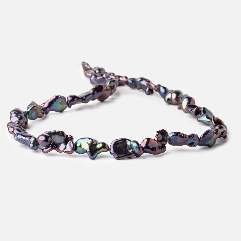 8x6-12x8mm Peacock Straight Drilled Keshi Freshwater Pearls 16 inch 26 Beads