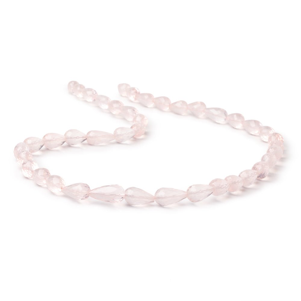8x6-13x6.5mm Rose Quartz Faceted Tear Drop Beads 15.5 inch 38 pieces