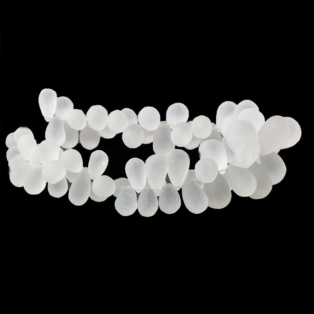 8x6-15x10mm Frosted Crystal Quartz Plain Tear Drop Beads 8 inch 70 pieces