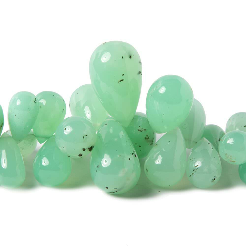 8x6-19x11mm Chrysoprase plain tear drop beads 5 inch 42 pieces