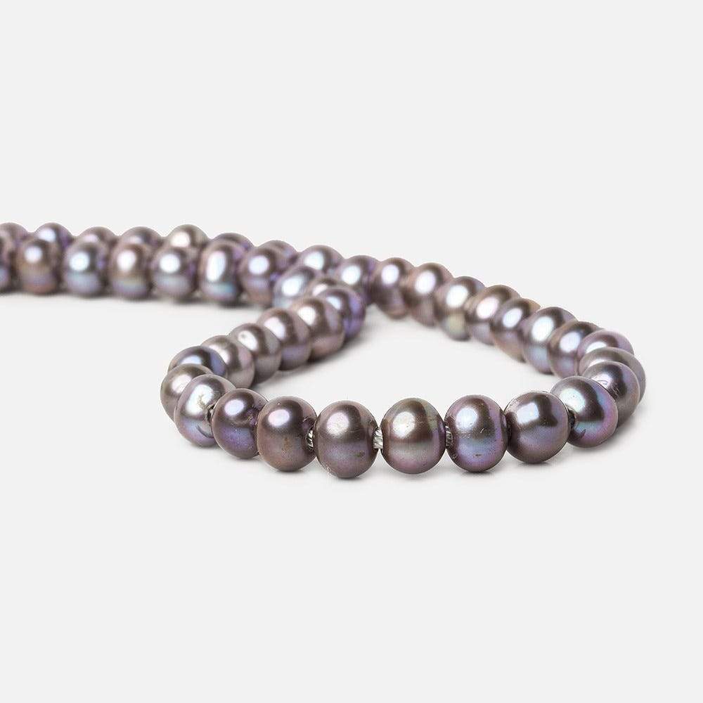 8x6-9x7mm Tri Color Peacock 2.5mm Large Hole Off Round Freshwater Pearl 15 inch 58 pcs