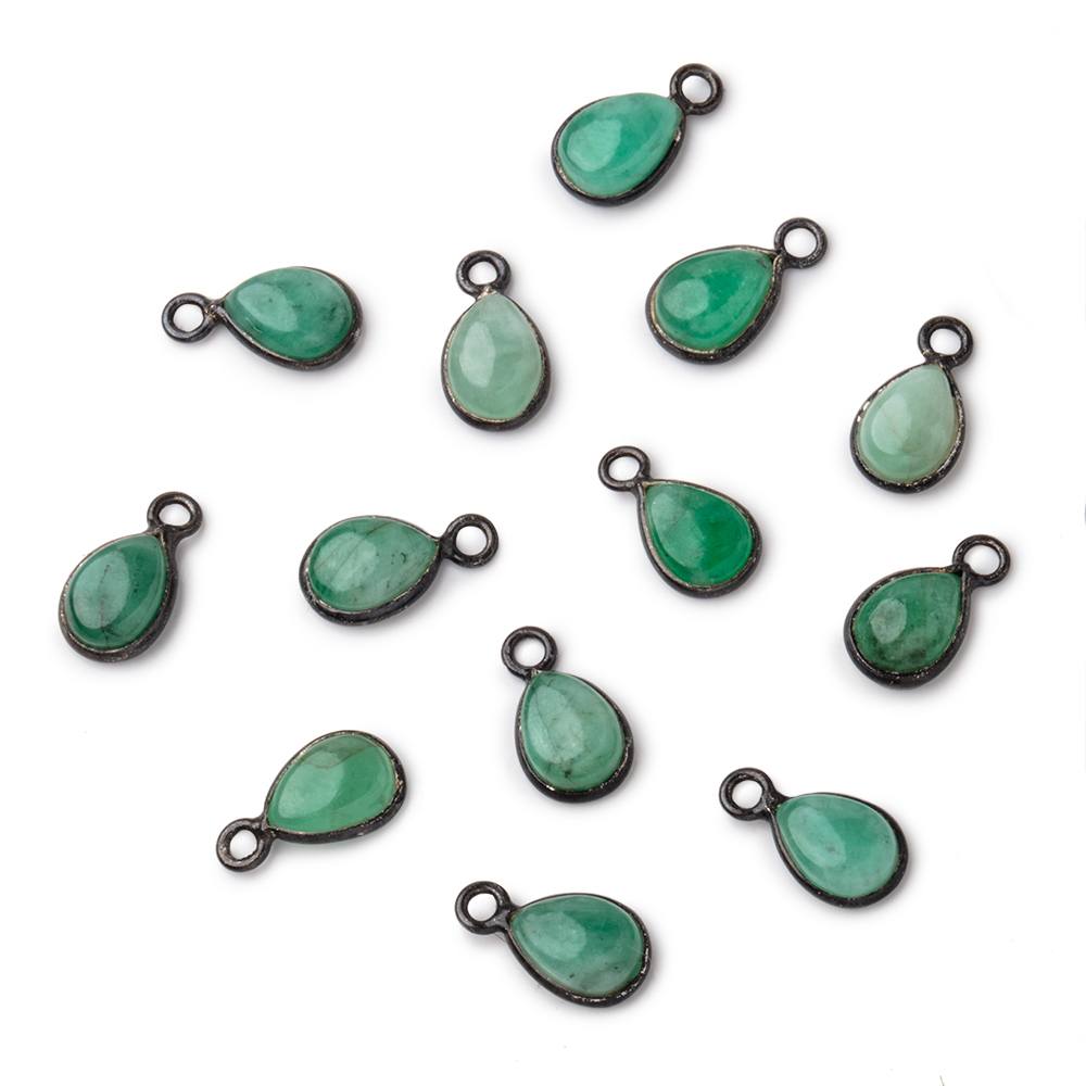8x6mm Black Gold .925 Bezel Emerald Plain Pear Pendant 1 piece