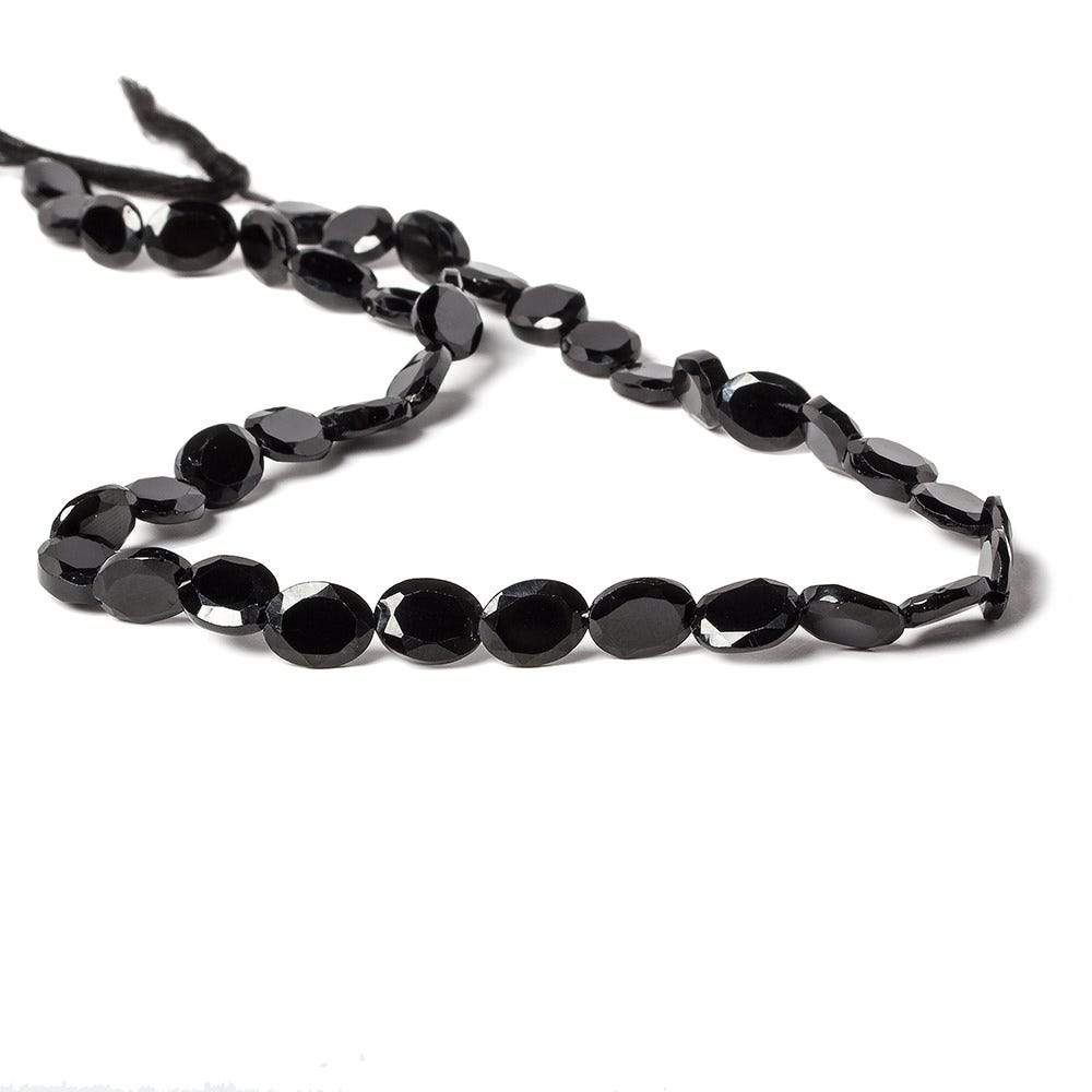 8x6mm Black Spinel bezel faceted oval beads 13 inch 41 pieces