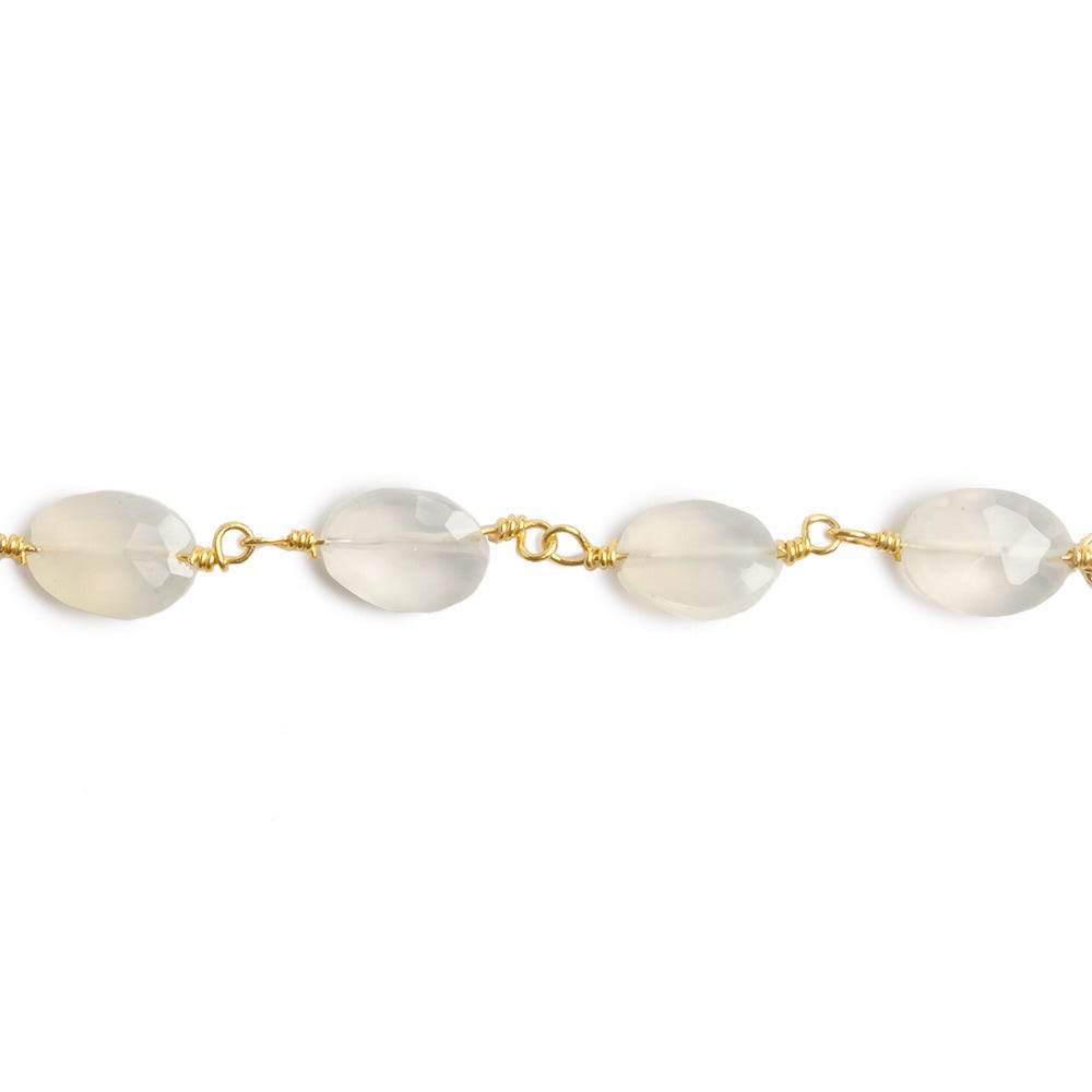 8x6mm Champagne Chalcedony faceted Oval Gold plated Chain by the foot 22 pieces