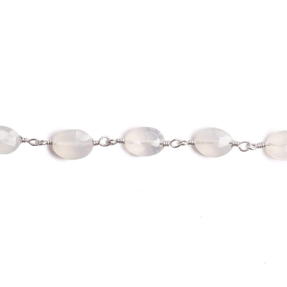 8x6mm Champagne Chalcedony faceted Oval Silver plated Chain by the foot 22 pieces