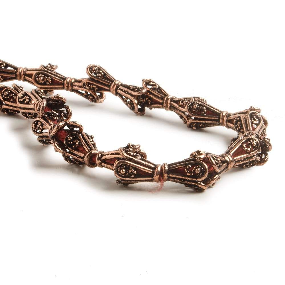 8x6mm Copper Bead Cap Bali Style Scrollwork 8 inch 28 pcs