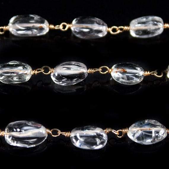 8x6mm Crystal Quartz Plain Oval Vermeil Chain by the foot