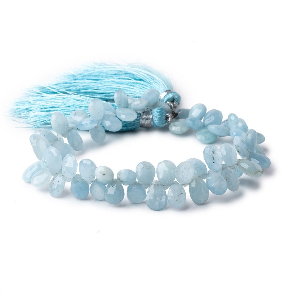 8x6mm Milky Aquamarine faceted pear beads 8 inch 65 pieces AA