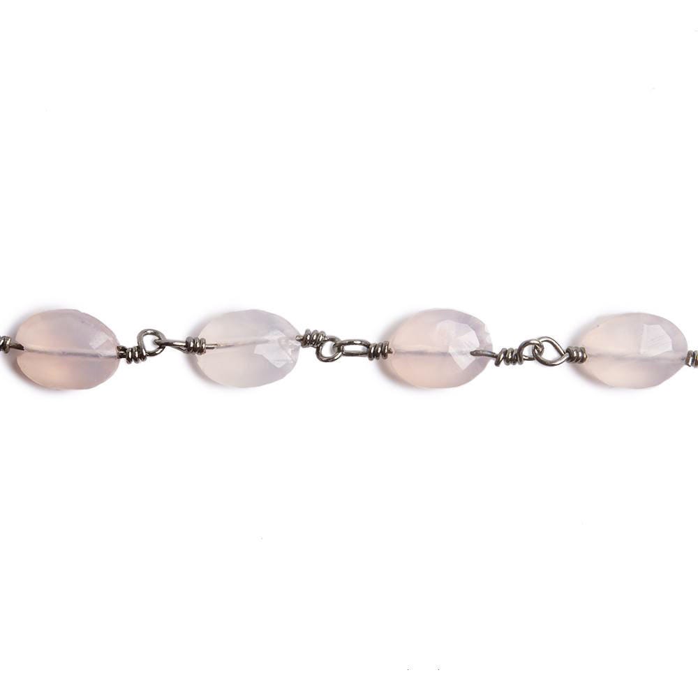 8x6mm Rose Chalcedony faceted Oval Black Gold Chain by the foot 22 pieces