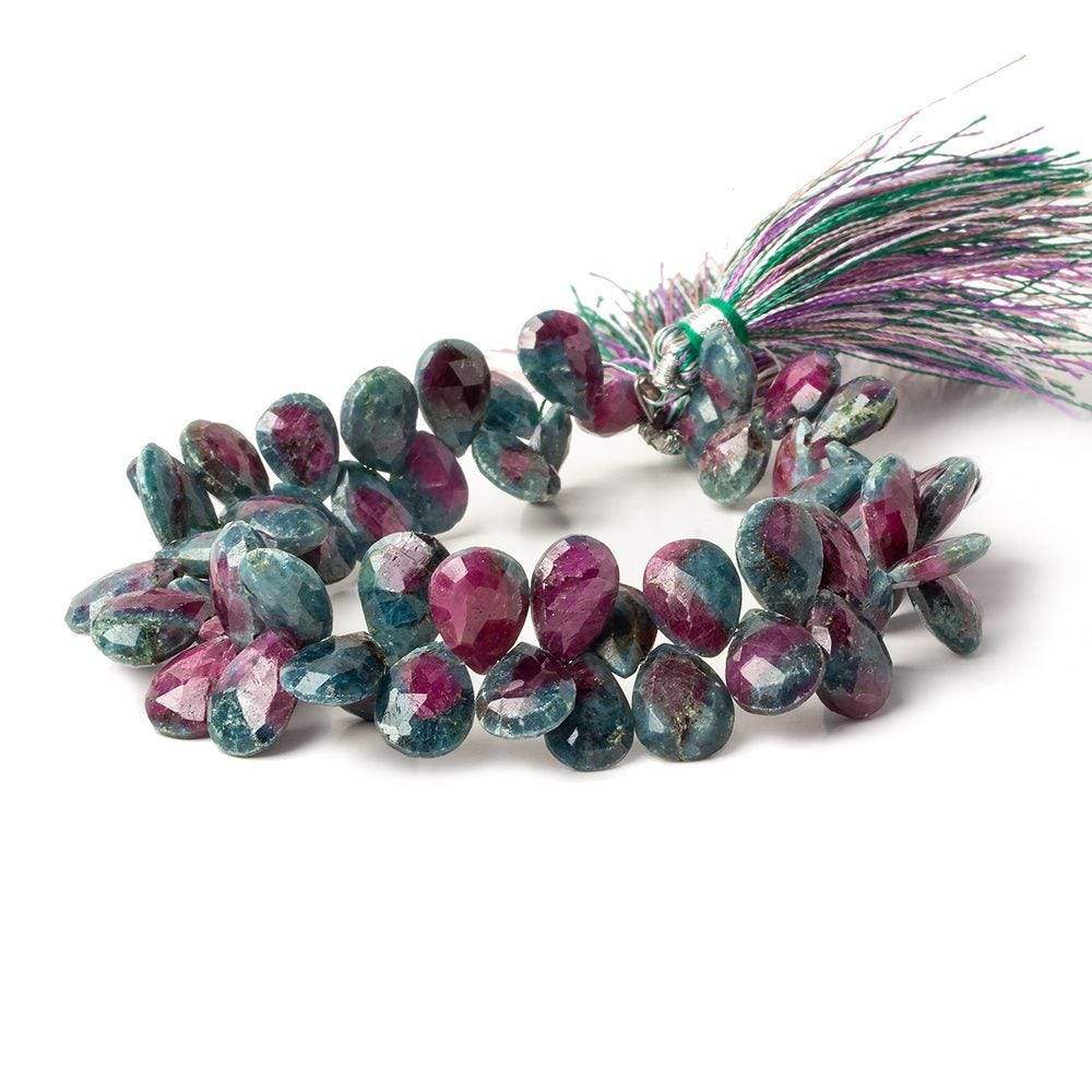 8x7-10x7mm Ruby in Zoisite Faceted Pear Beads 8 inch 60 pieces