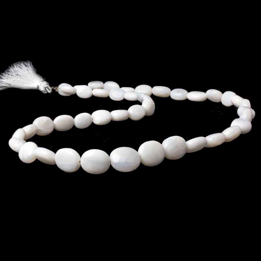 8x7-13x11mm White Opal plain oval beads 18 inches 42 pieces A