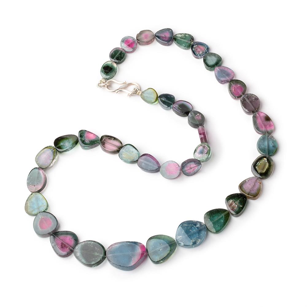 8x7-18x13mm Watermelon Tourmaline Slice Beads 17 inch 33 pieces AAA