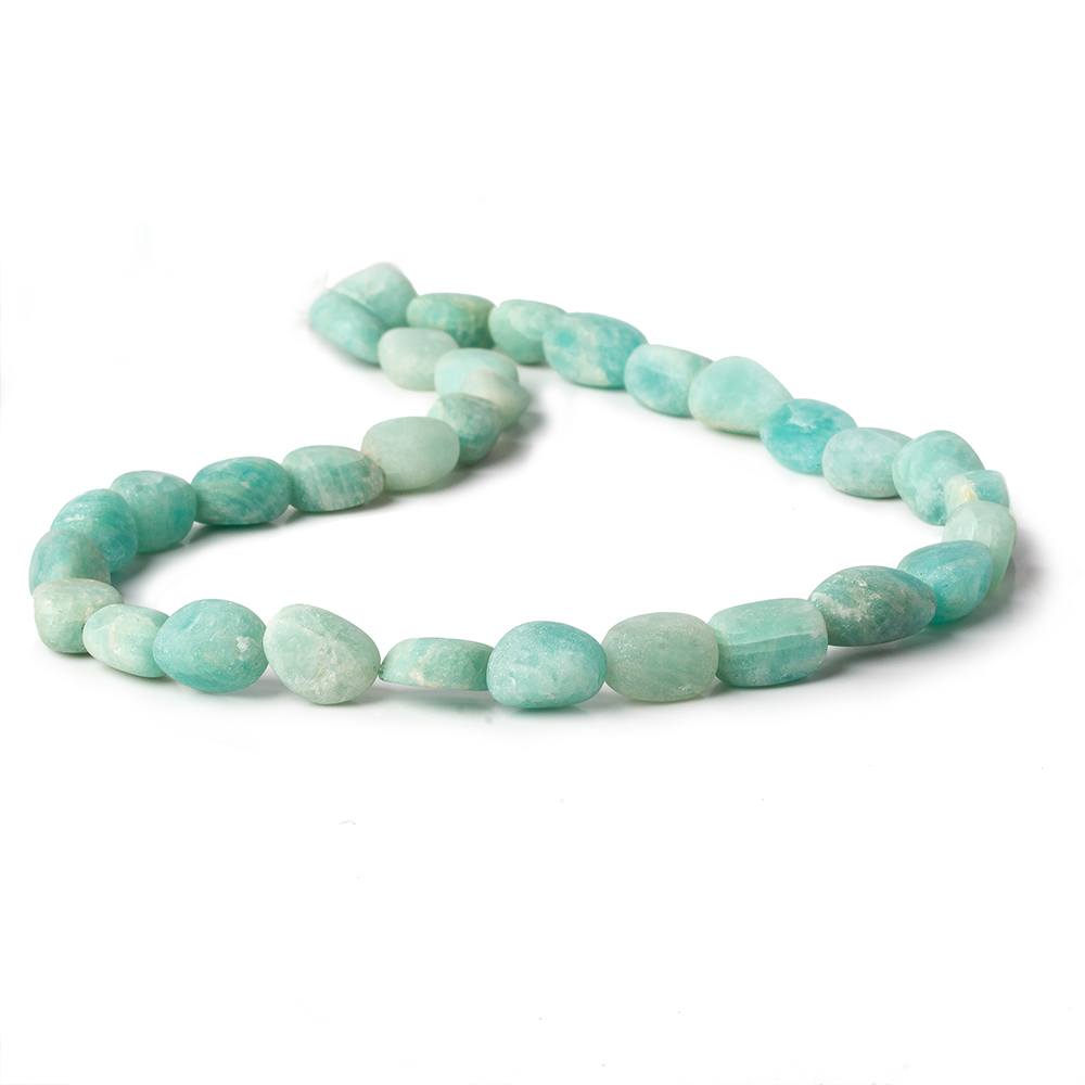 8x7-9.5x8.5mm Matte Amazonite tumbled plain nuggets 13 inch 32 beads A