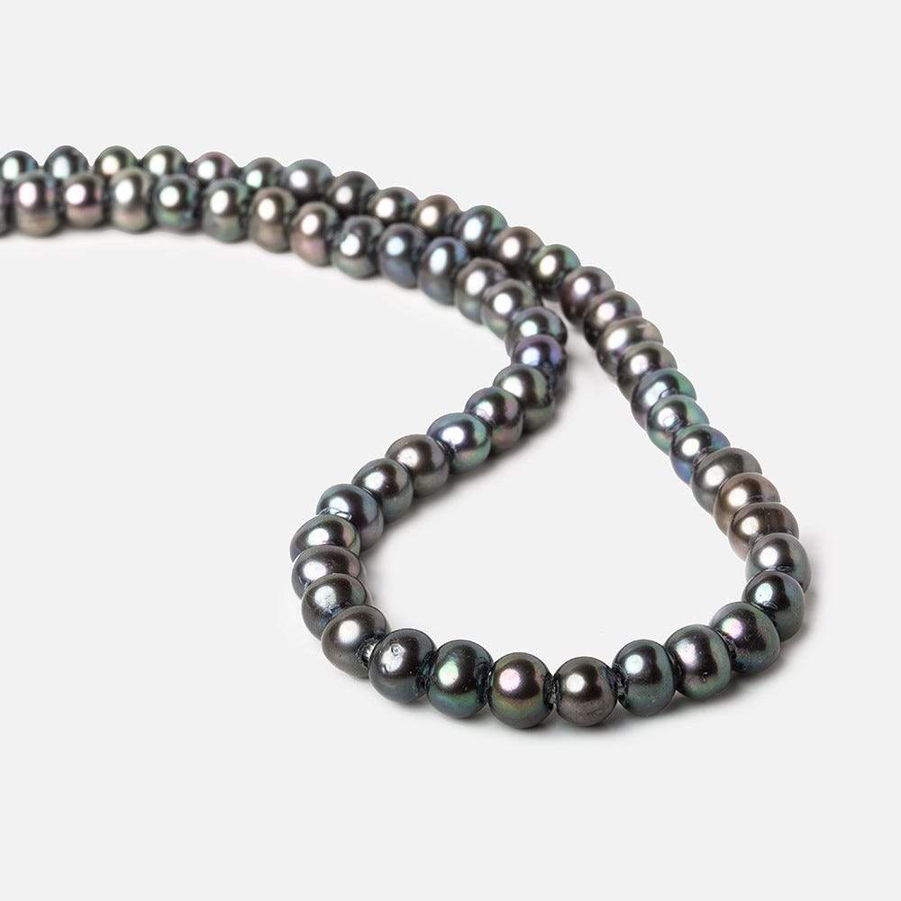 8x7-9x7mm Pistachio Peacock Off Round 2.5mm Large Hole Freshwater Pearl 55 pcs