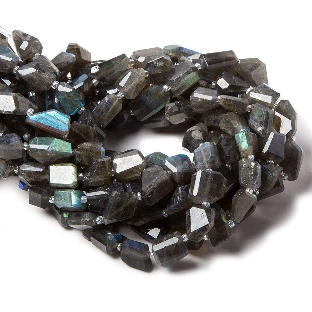 8x7.5-15x8mm Labradorite straight drilled faceted nuggets 14 inch 25 beads